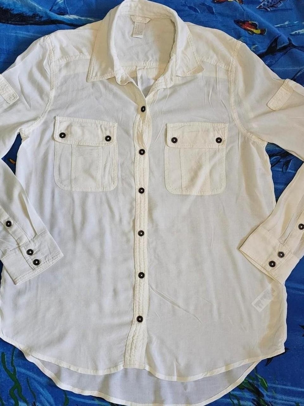 Forever 21 White Women's Button-Down Utility Shirt